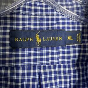 Ralph Lauren Shirt Mens XL Blue Gingham Check Long Sleeve Button Casual Preppy
